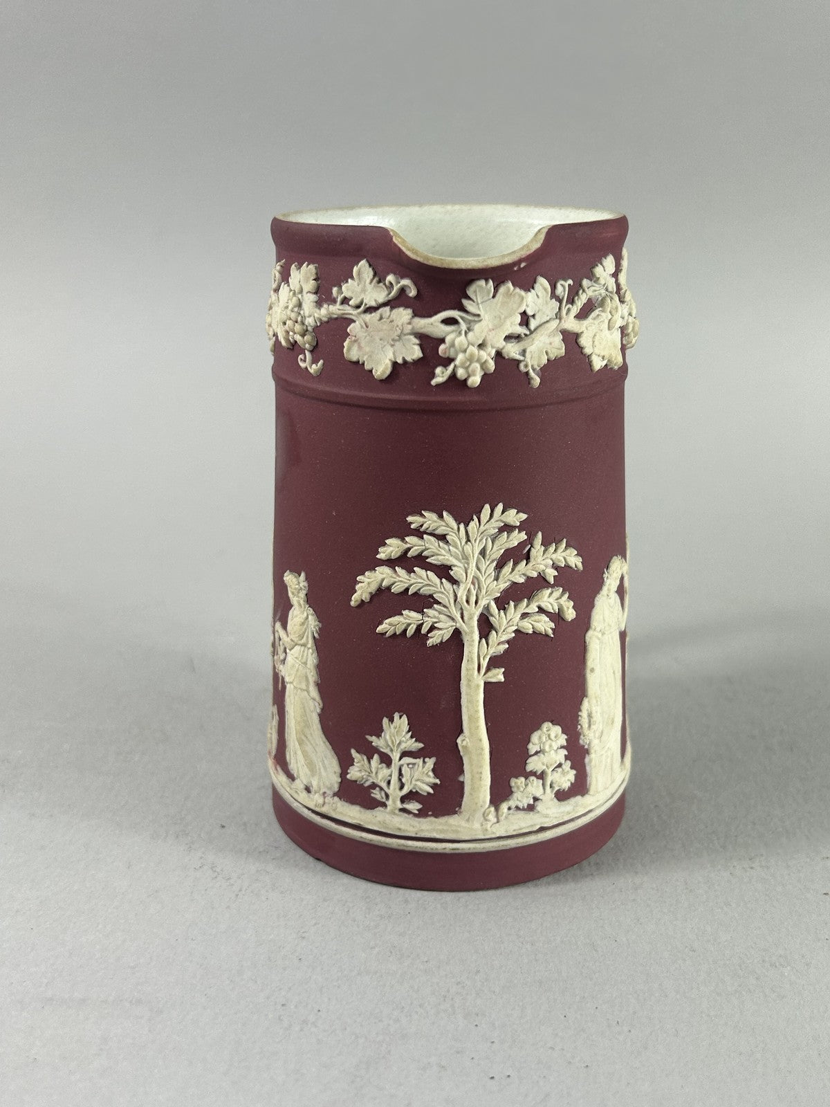 Antique Crimson Wedgwood Jasperware Classical Relief Jug 14cm