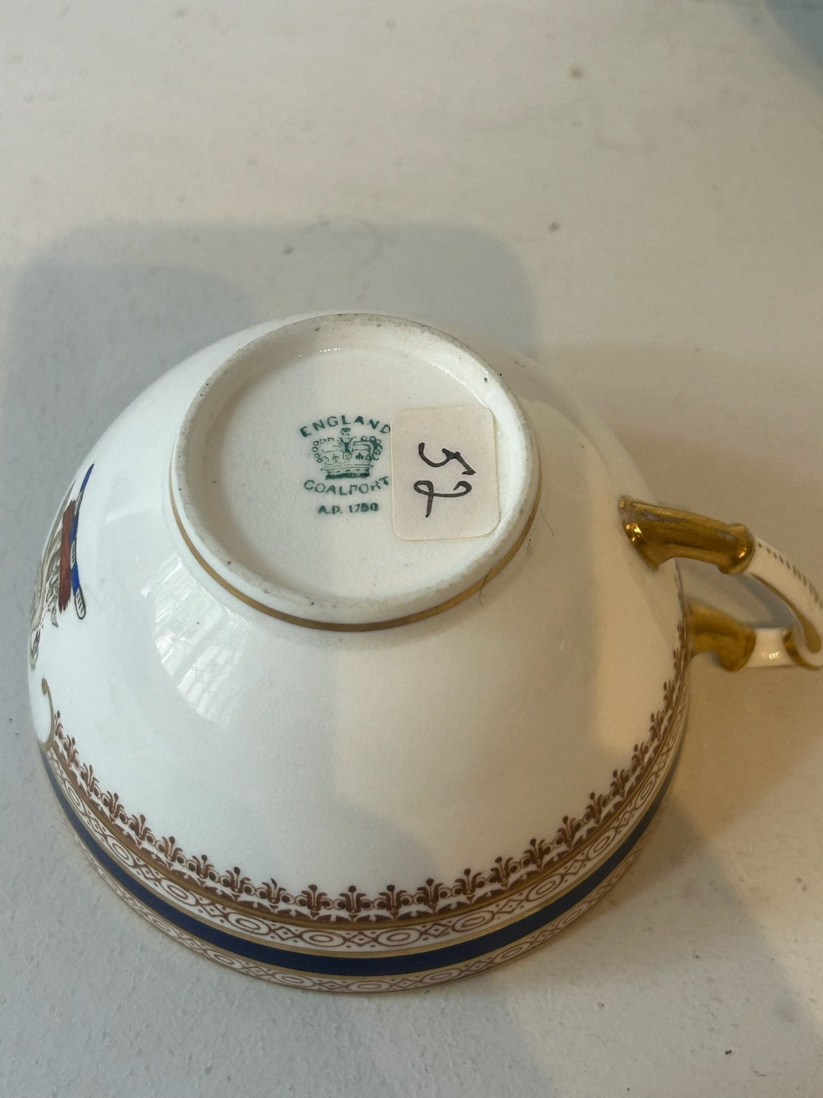 Coalport Armorial Cabinet Cup & Saucer Cobalt Blue Gilt Swan Crest c.19008