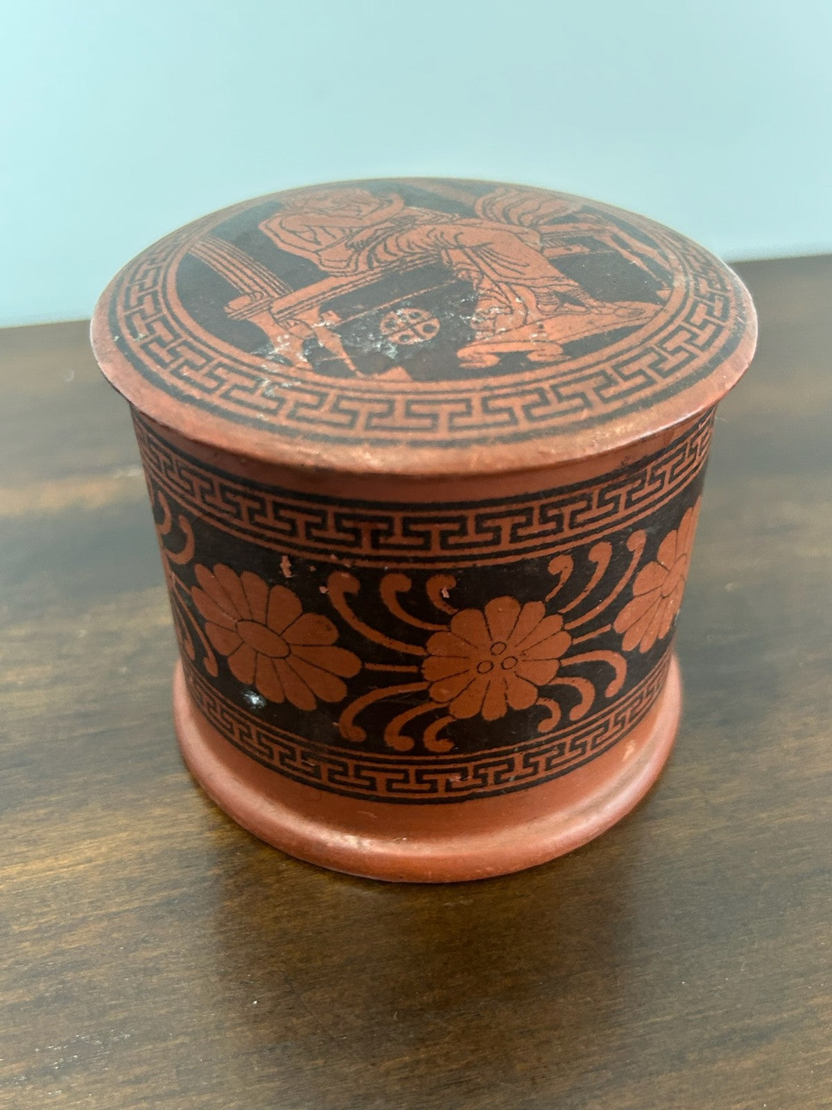 Antique Victorian Papier Mache Box Greek Revival Etruscan Style c.184070 Englis7