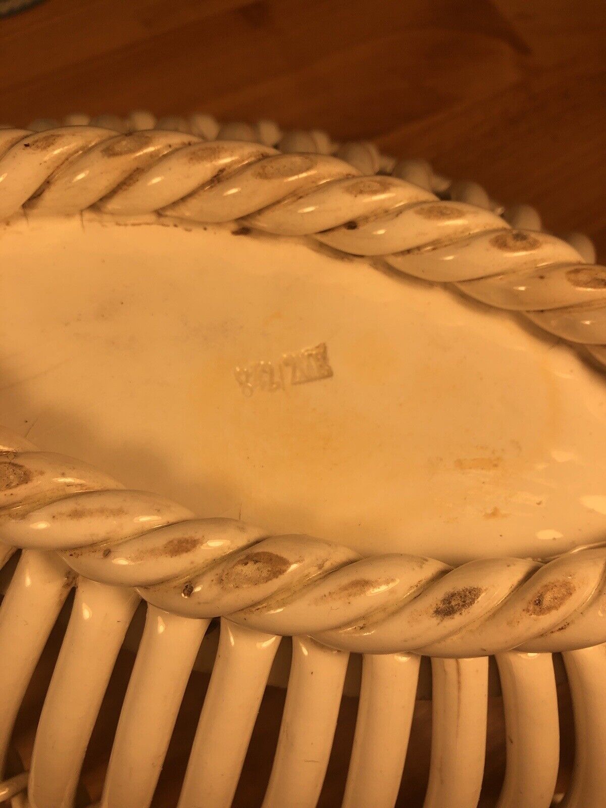 Rare Early European Creamware Bowl - Basket Weave Design