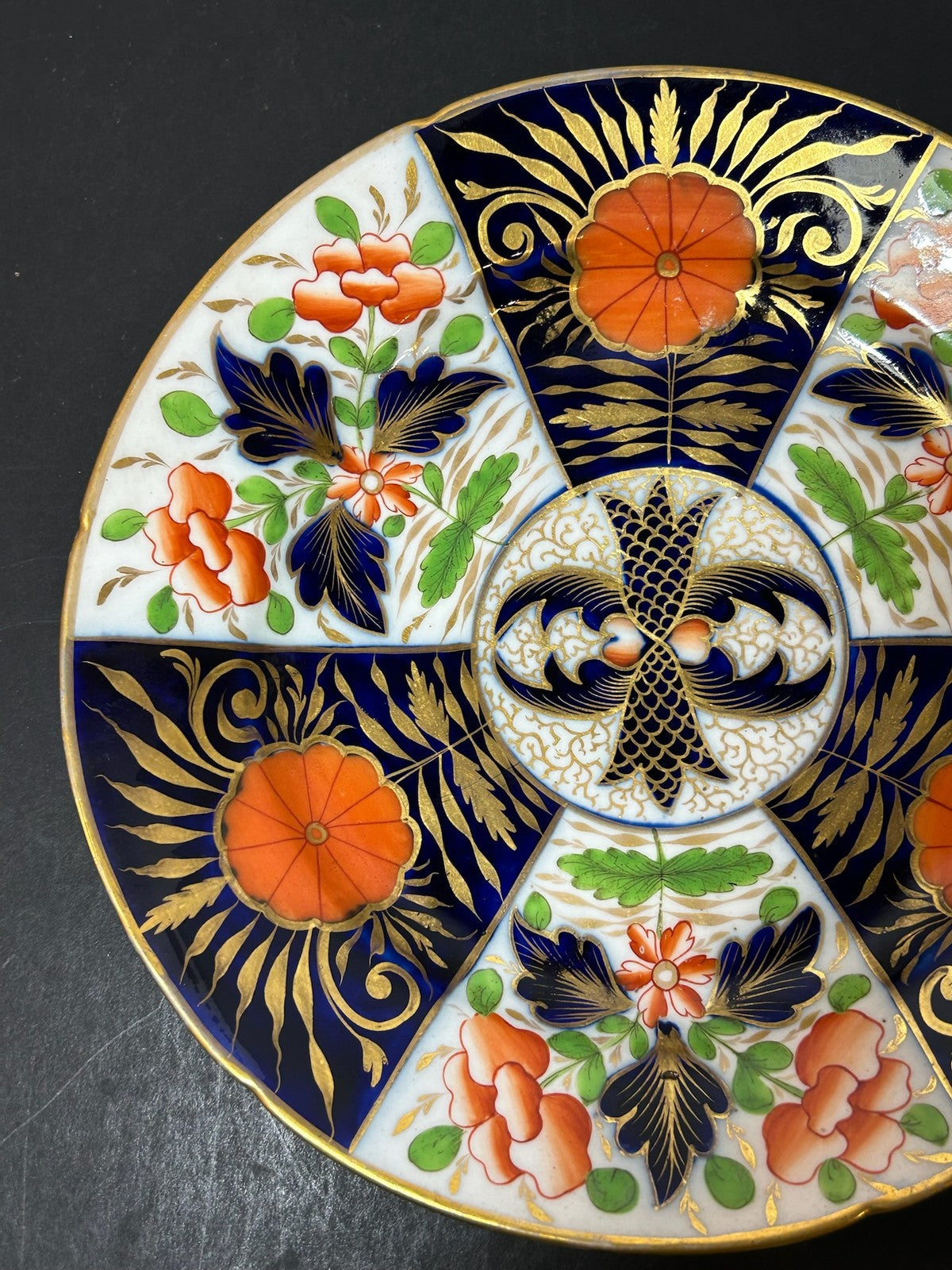 Antique English Porcelain Imari Plate Old Japan Pattern Cobalt Gilt 21cm2