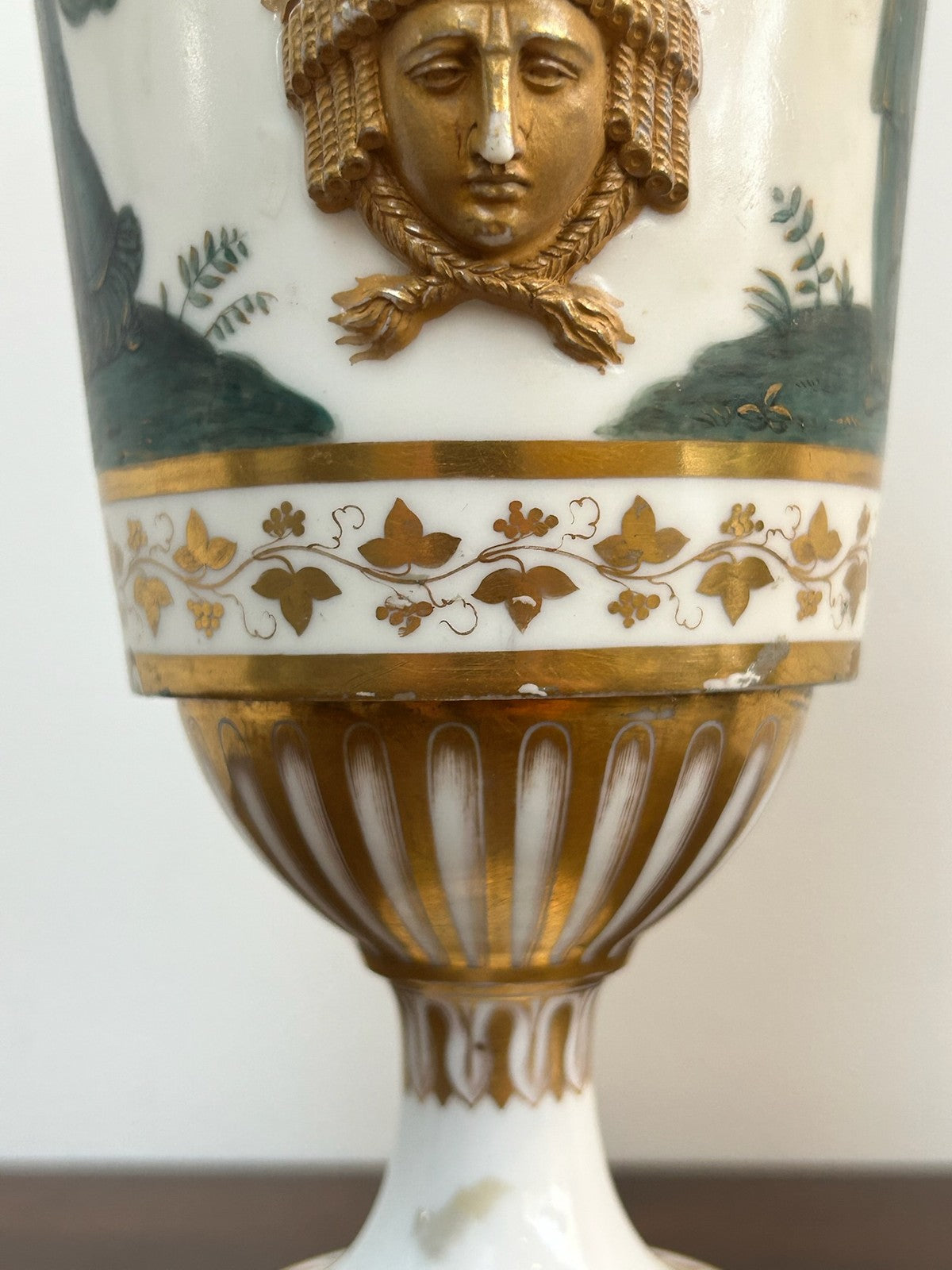 Dihl et Guerhard Paris Empire Porcelain Vase Camaieu Vert Classical Figures5