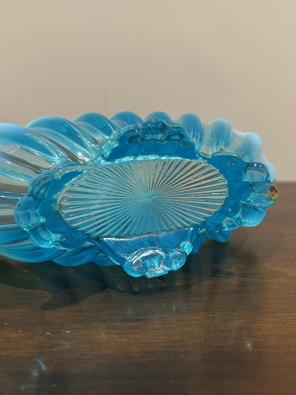 Pair Victorian Blue Pearline Opalescent Glass Basket Vases11