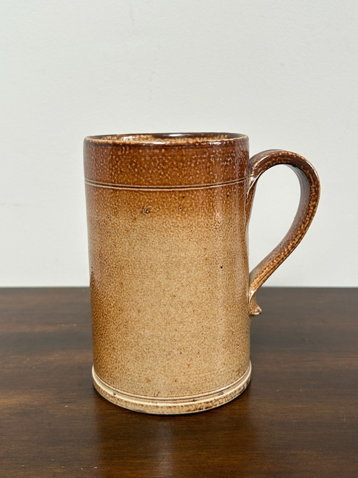 Antique English Salt Glaze Stoneware Tankard Georgian c1800 Two Tone Brown1