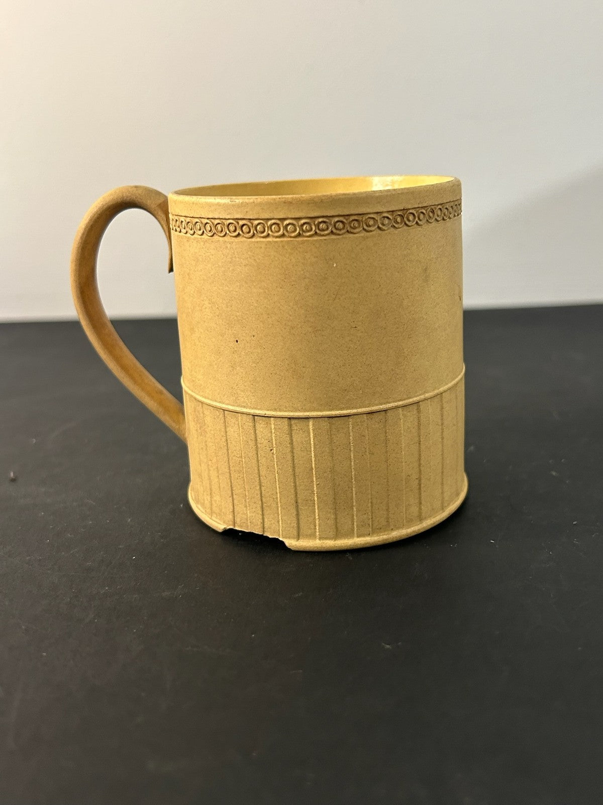 Antique English Caneware Cup c1800 1820 Engine Turned Basketweave 8cm A/F0