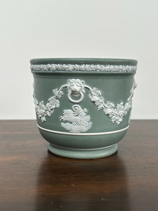Wedgwood Sage Green Jasperware Jardiniere Cachepot 19th C0