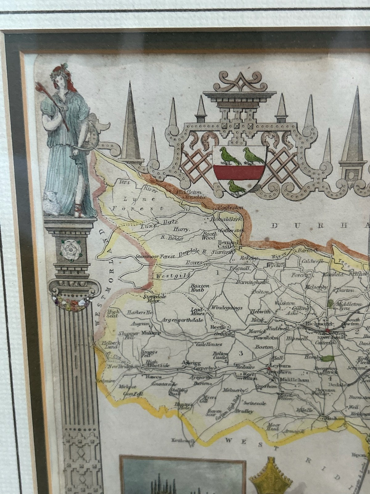 Antique Robert Morden Hand Coloured County Map Engraving Framed11