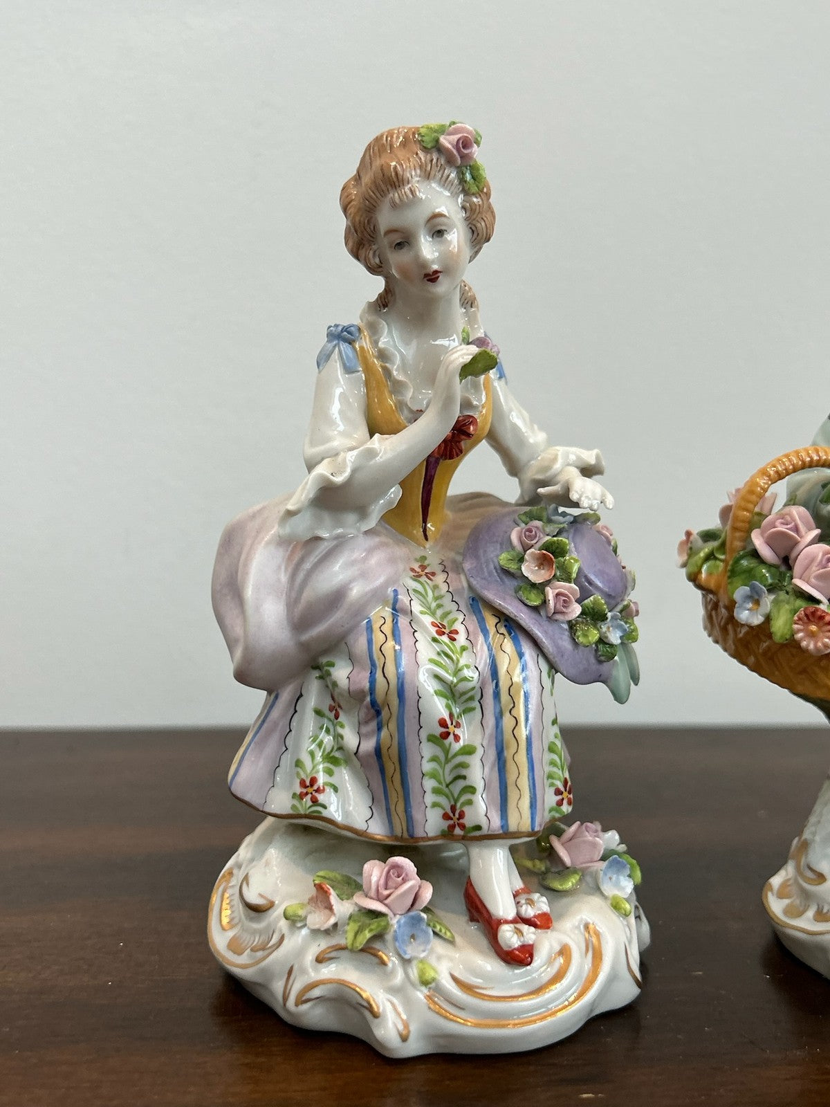 Pair Continental Dresden Style Porcelain Figures Courting Couple1