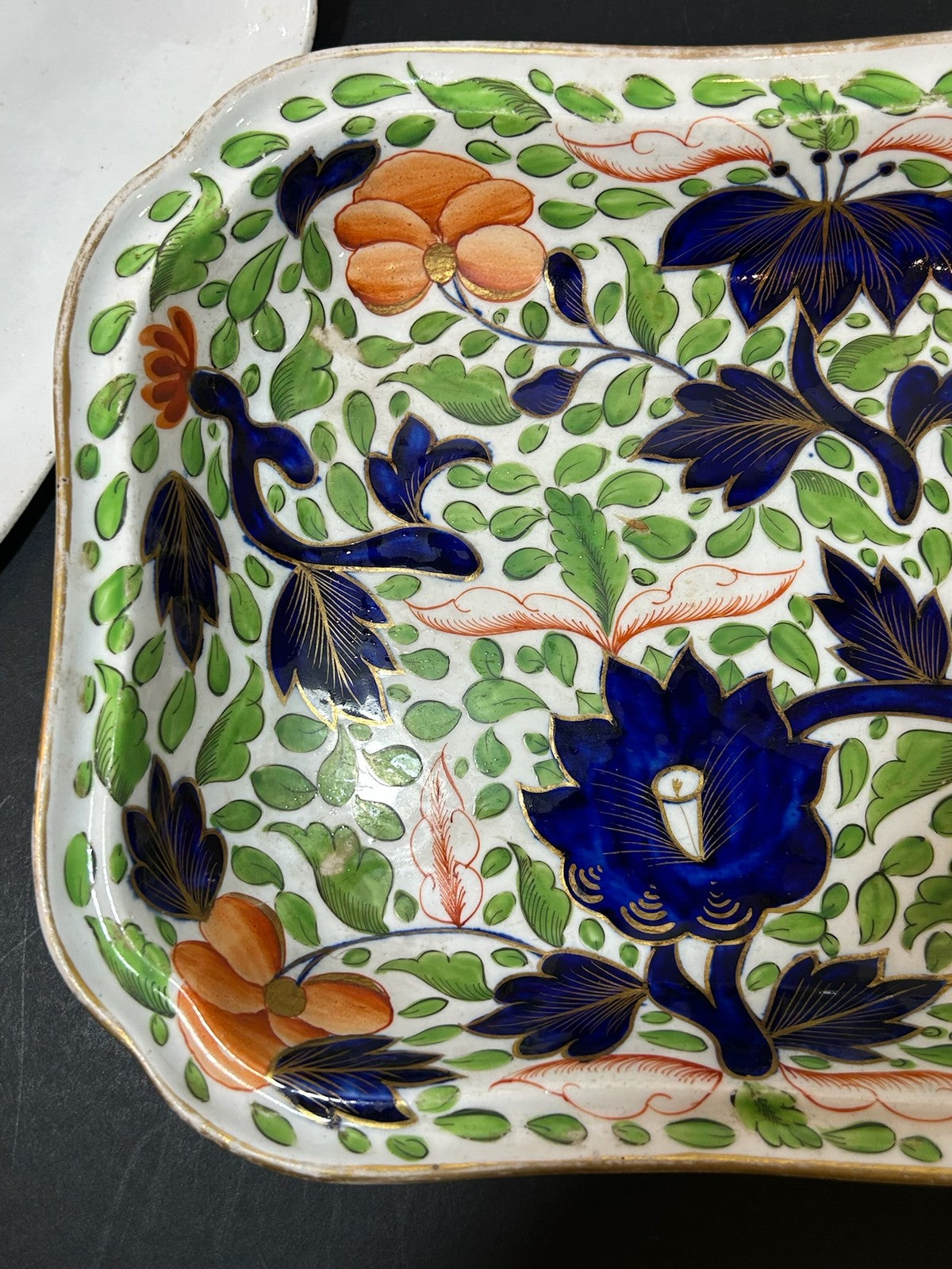 Antique Regency Ironstone Covered Vegetable Tureen Stand Lion Finial Imari c18207