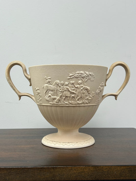 Turner Stoneware Loving Cup 17cm Sporting Relief Two Handle Georgian Antique0