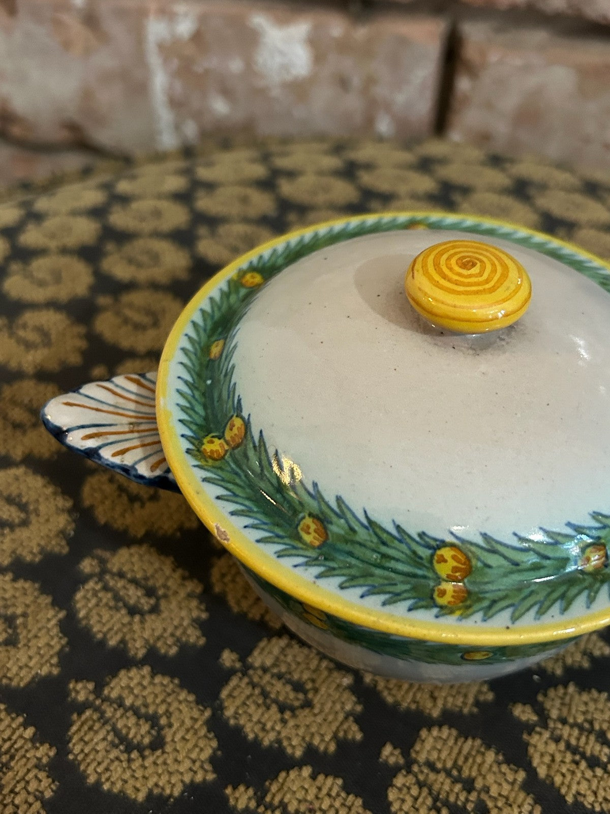 Cantagalli Florence Maiolica Lidded Tureen Dish Cockerel Mark Twin Handles1