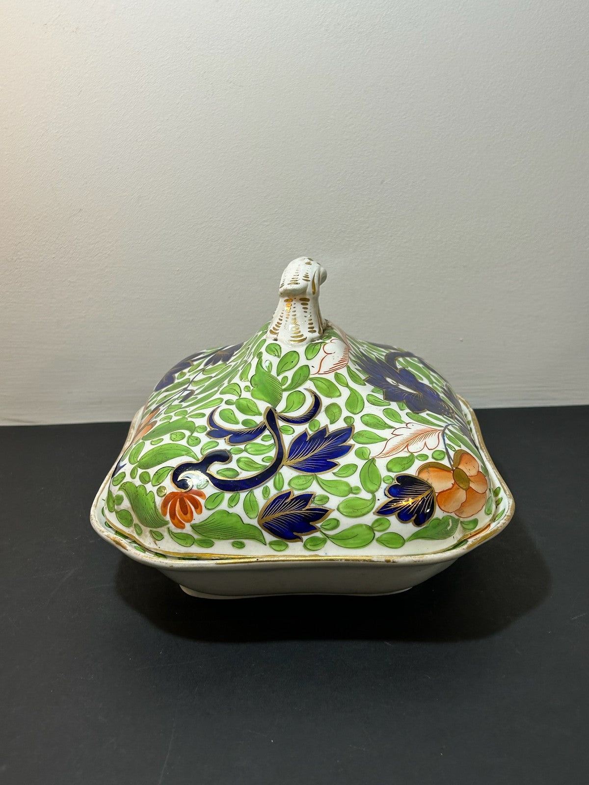 Antique Regency Ironstone Covered Vegetable Tureen Stand Lion Finial Imari c18202