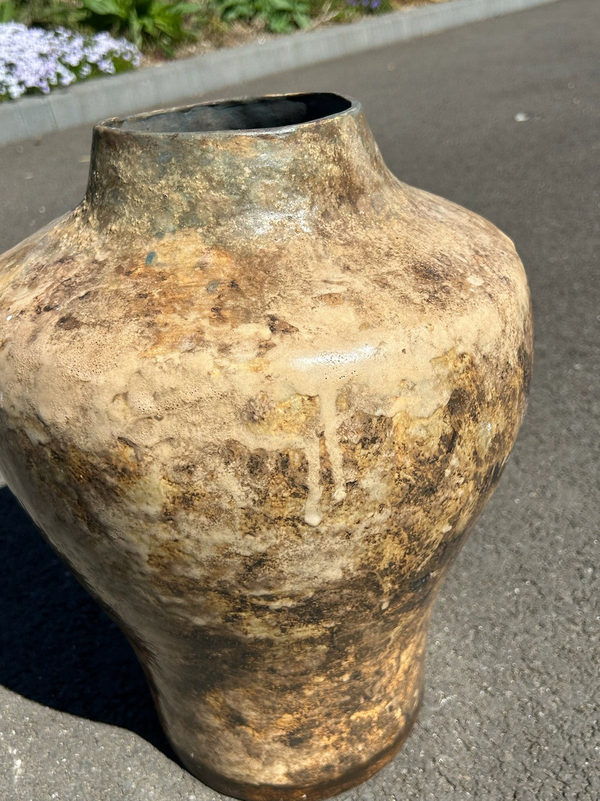 Averil Ainley Studio Pottery Vase Large Mottled Brown Cream Glaze Signed Label8