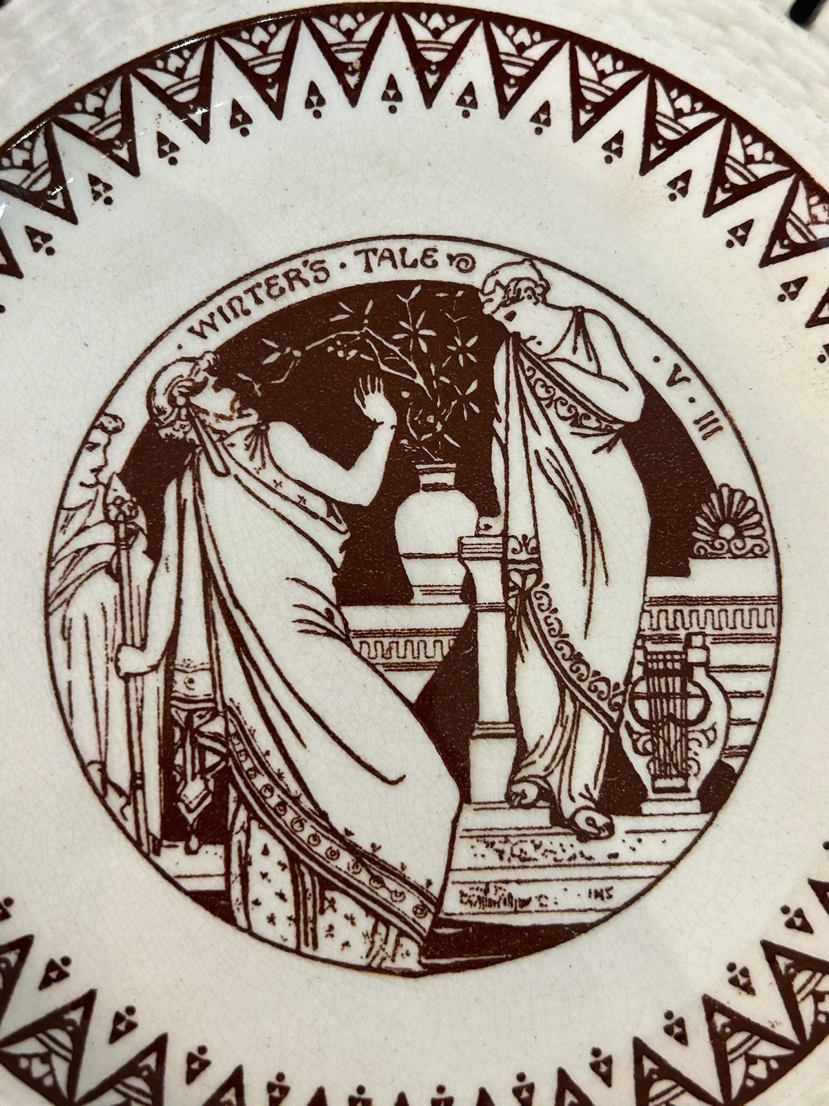 Mintons John Moyr Smith Shakespeare Plate Winter's Tale Pierced Rim c1875 A/F1
