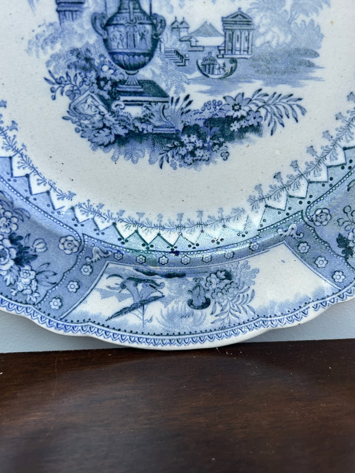 Antique Staffordshire Canova Plate Thomas Mayer Blue White Transferware c18303