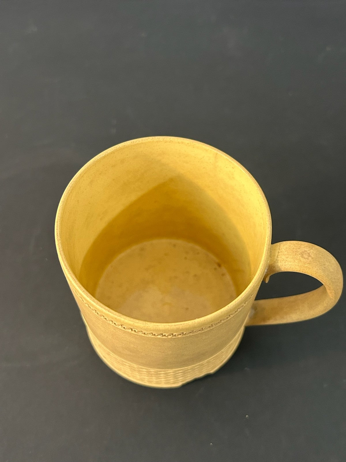 Antique English Caneware Cup c1800 1820 Engine Turned Basketweave 8cm A/F3