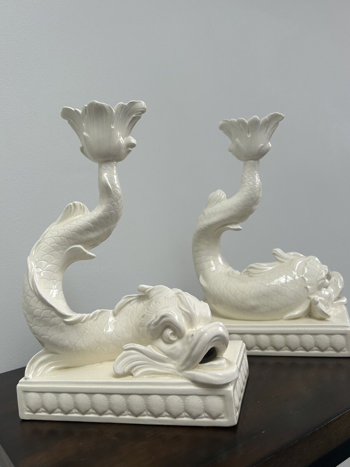 Wedgwood Pair Dolphin Candlesticks Porcelain Wedgwood Set