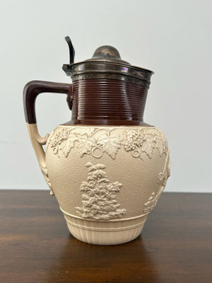 Turner Stoneware Jug 19cm Cupid Bacchanalian Relief Georgian c1810 Antique