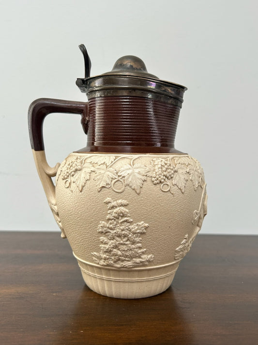Turner Stoneware Jug 19cm Cupid Bacchanalian Relief Georgian c1810 Antique0
