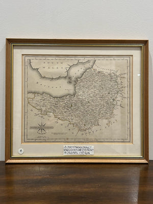 Antique 1793 John Cary Map of Somersetshire Somerset Hand Coloured Framed
