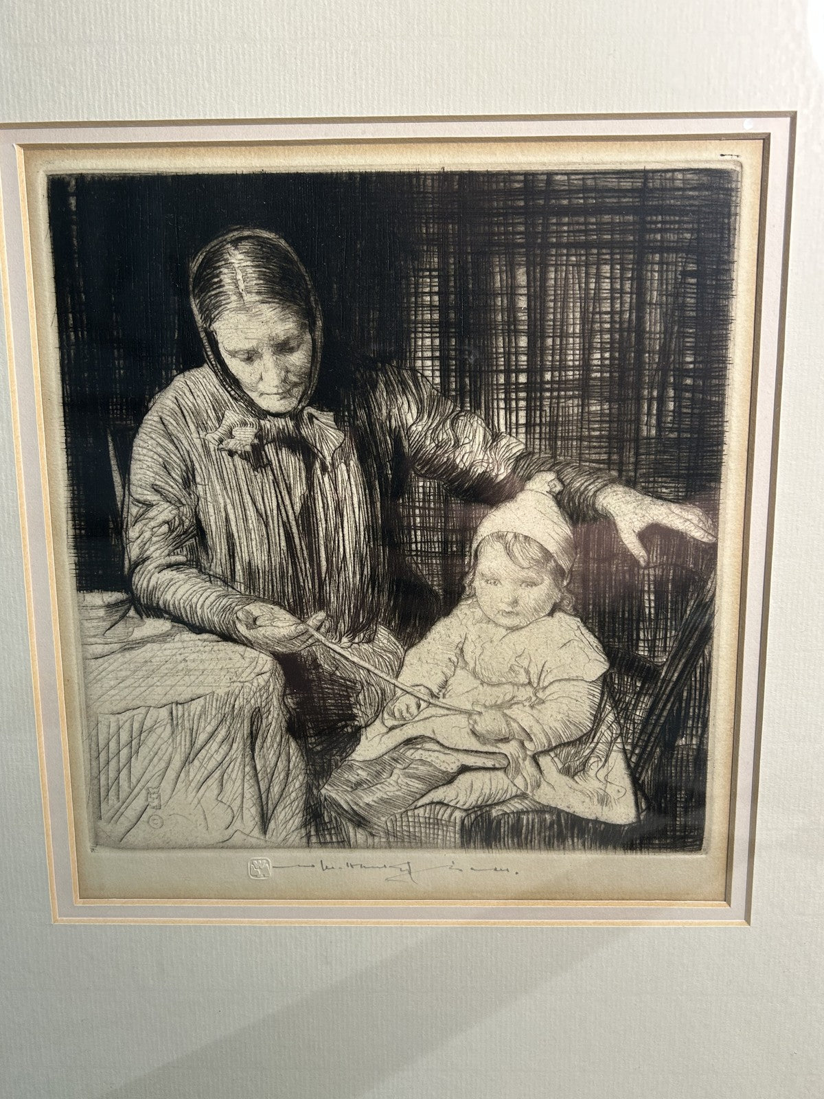 William LeeHankey — Drypoint Etching — Grandmother and Child2