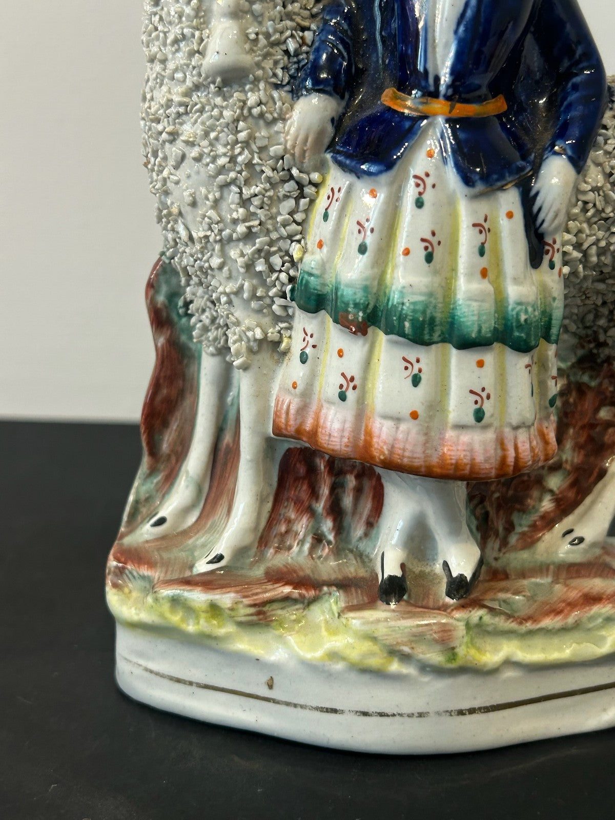 Pair Antique Victorian Staffordshire Figures Scottish Highland Couple with Sheep10