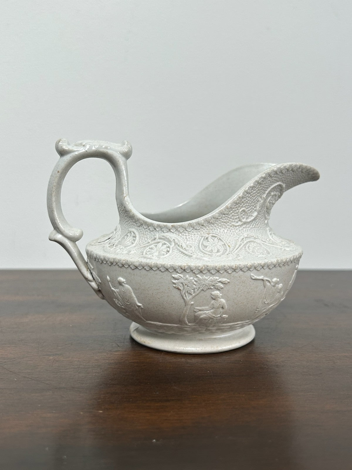 Antique Wedgwood White Stoneware Relief Creamer / Jug2