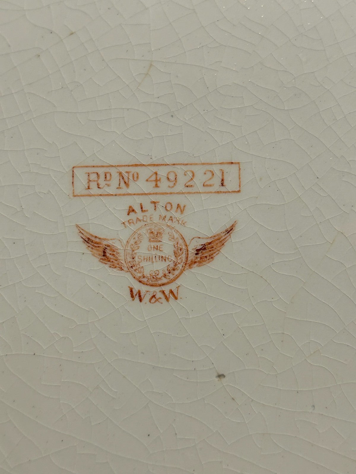 Victorian W&W Alton Pattern Brown Transfer Plate Storks 1886 A/F4