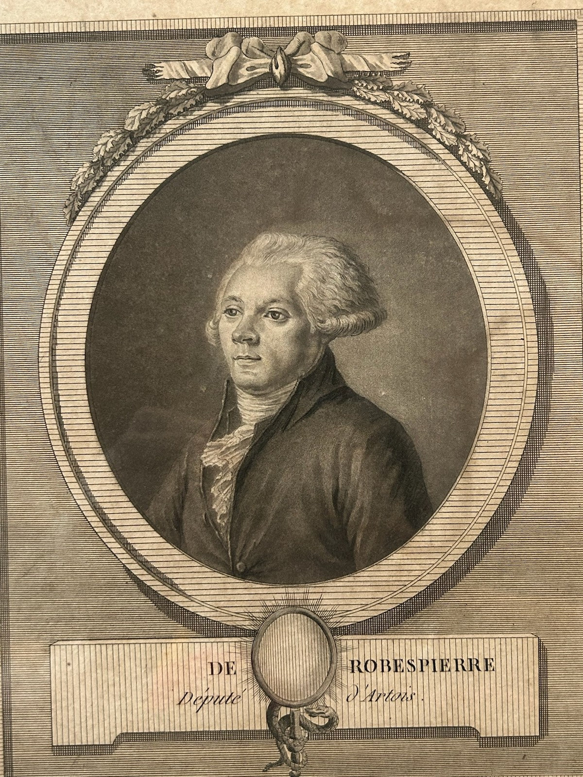 Robespierre Deputy of Artois 1789 Antique Engraving Portrait Le Vachez Framed1