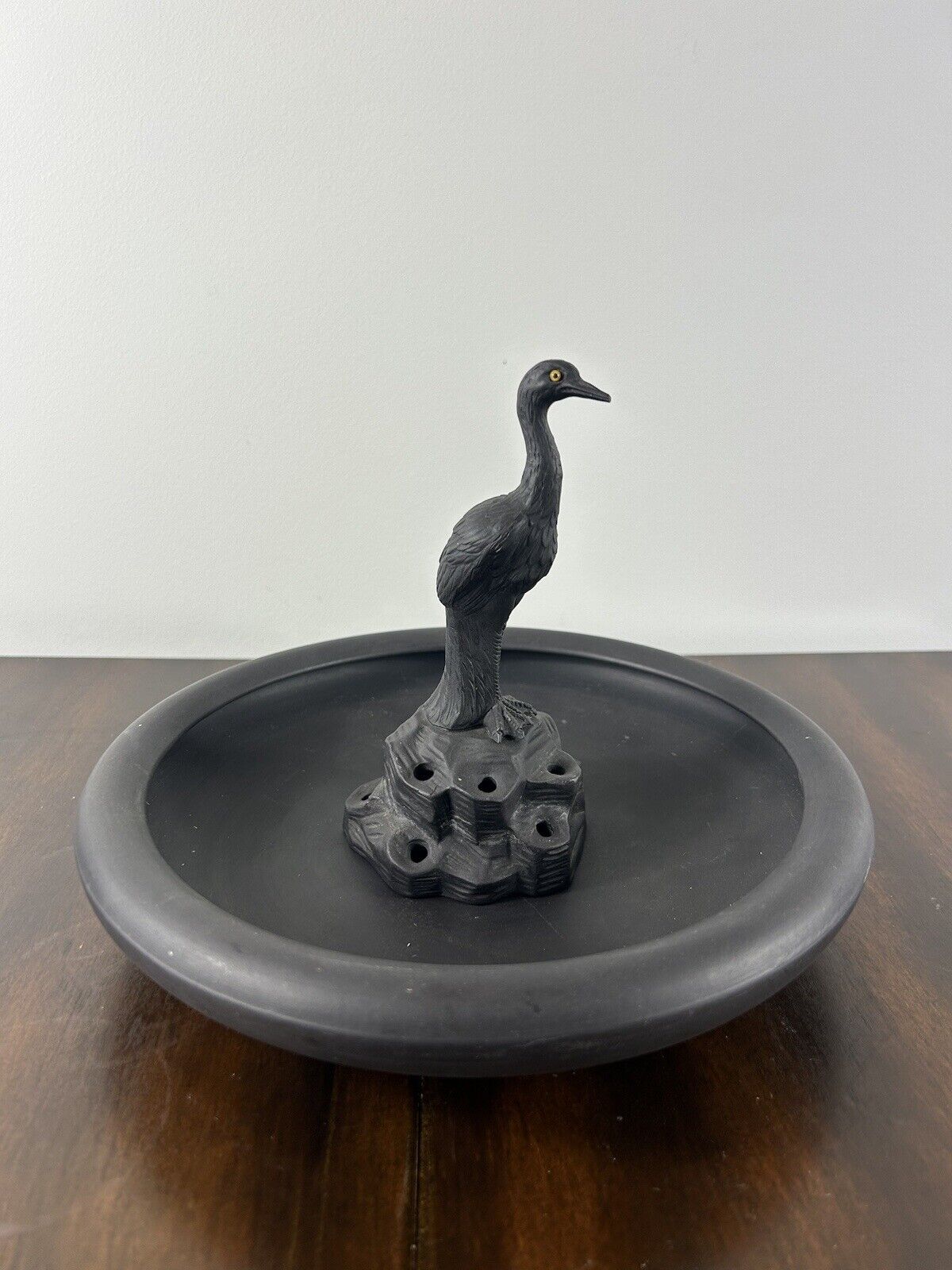 Wedgwood Basalt Figurine of Stork in Bowl