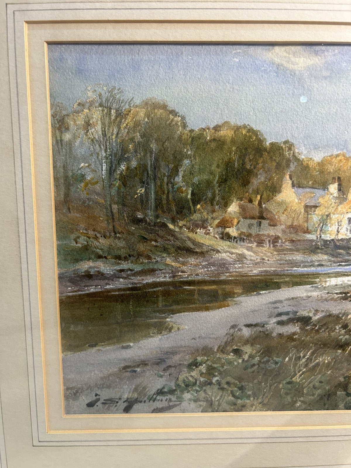 Antique Watercolour "A Tidal River" Holywell Dene Seaton Sluice4