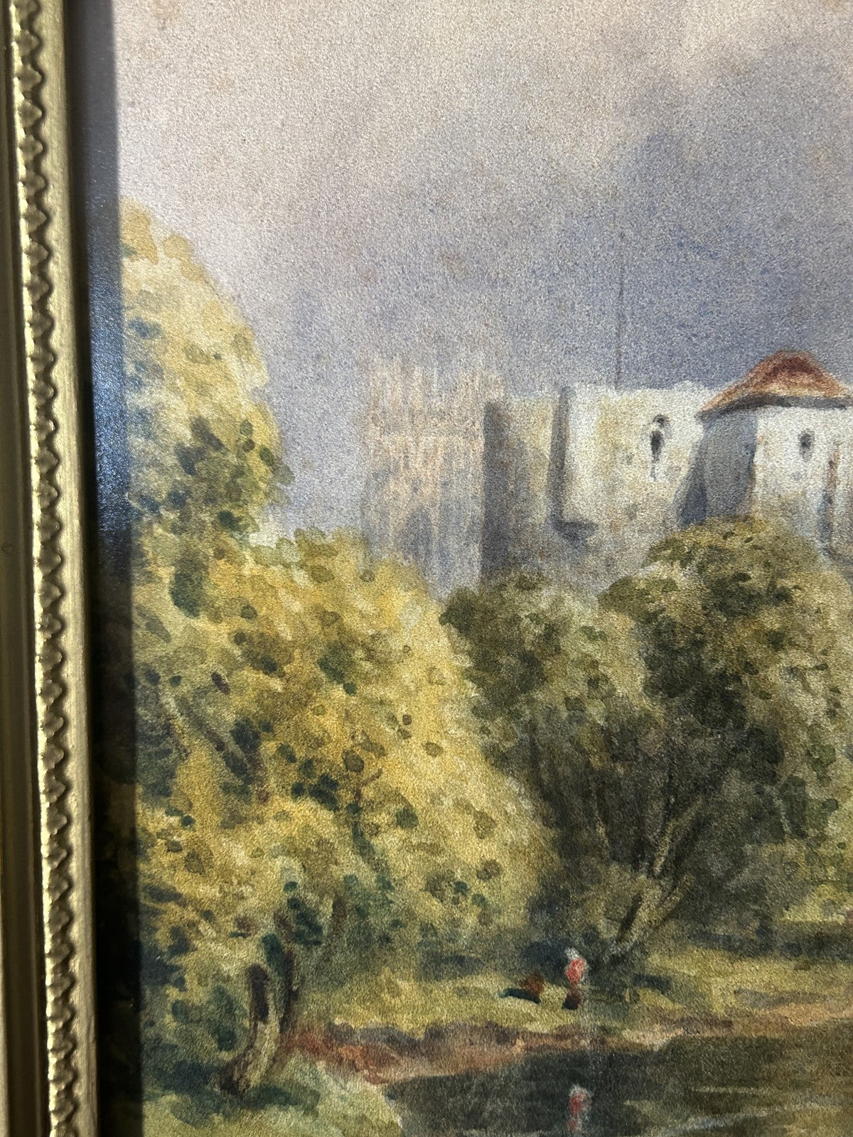 Antique Framed Watercolour of Clifford’s Tower York Landscape