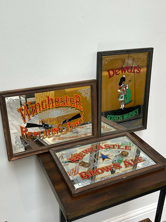 Vintage Set of 3 Bar Mirrors Newcastle Brown Ale Winchester Dewar's Pub Breweria0
