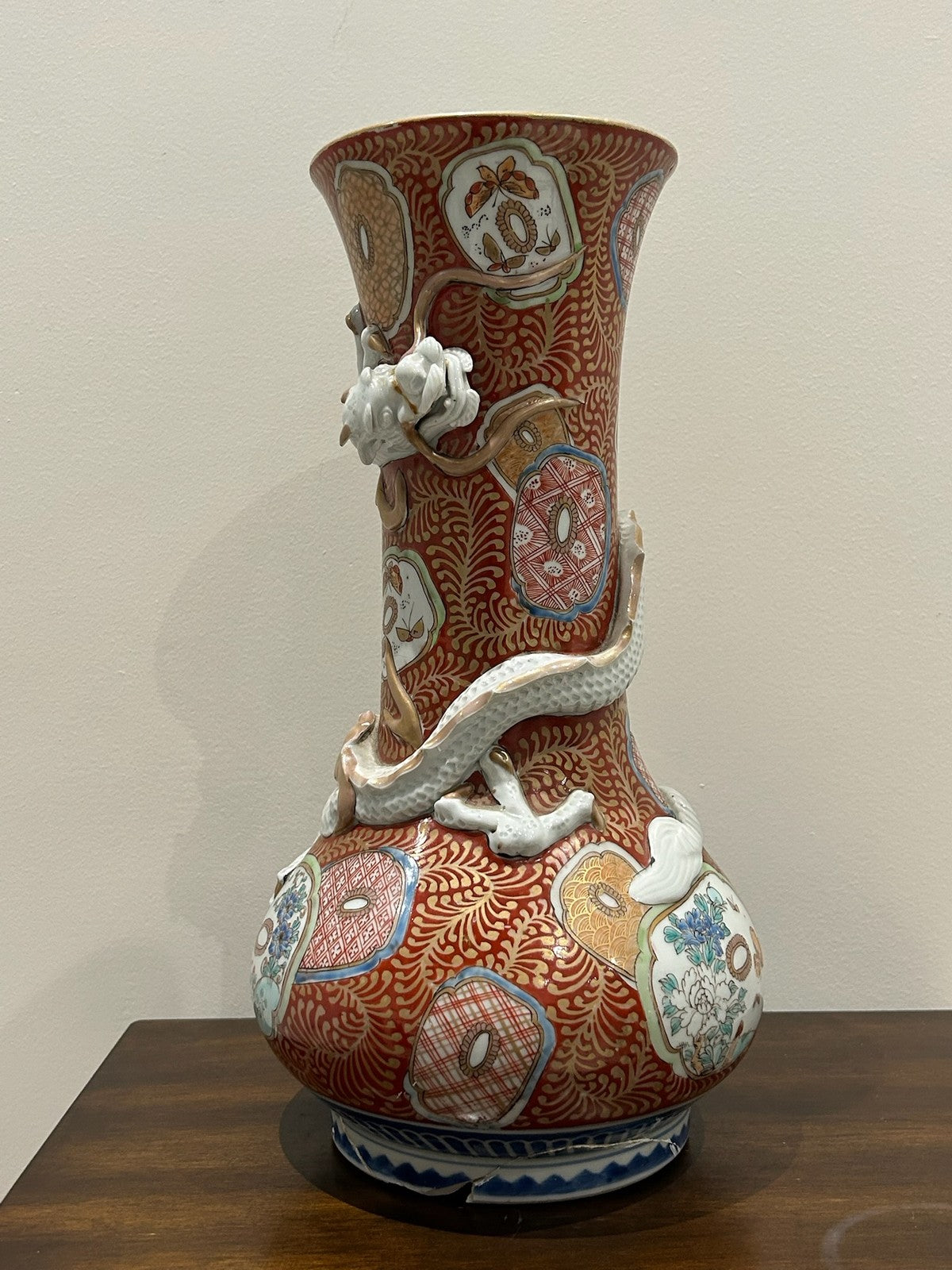 Antique Japanese Arita Imari Dragon Vase Zoshuntei Sanpo Mark 36cm Edo Meiji1