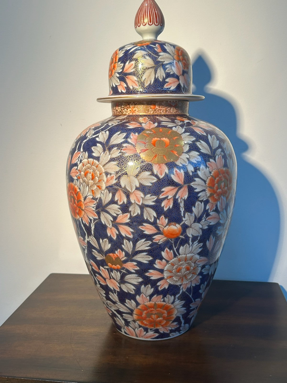 Large Antique Japanese Fukagawa Imari Lidded Temple Jar Meiji Period (A/F)12