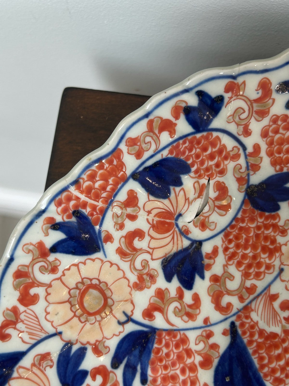 Antique Japanese Imari Charger Scalloped Floral A/F Repaired4