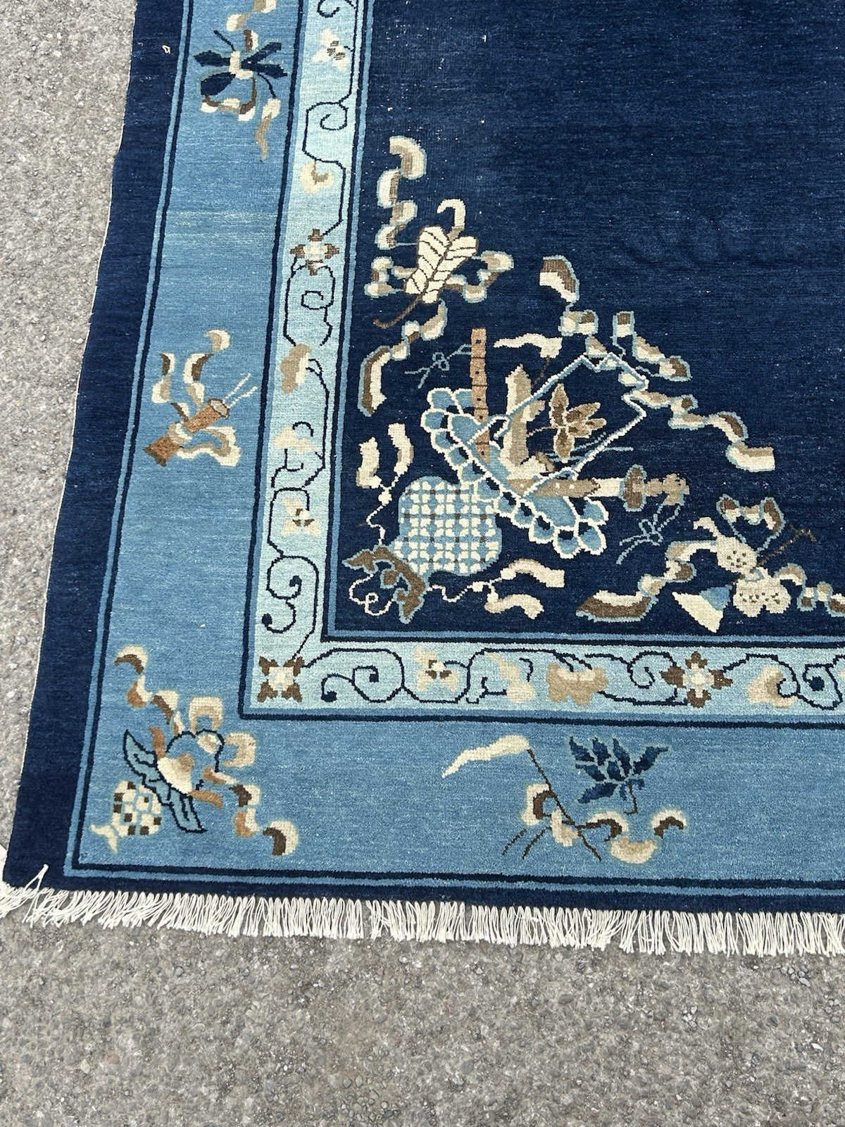 Antique Chinese Peking Carpet c.1920s Blue Ground Hand Knotted Wool Large Rug5