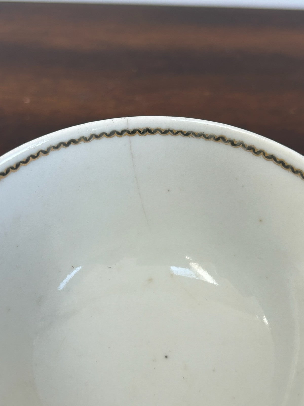 Antique English Porcelain Slop Bowl Sepia Shield Cartouche Gilt Rim3