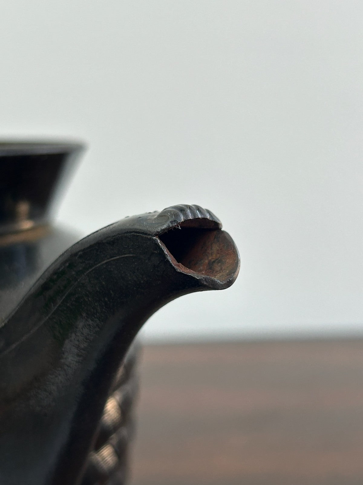 Antique Black Basalt Engine Turned Teapot Seated Widow Finial2