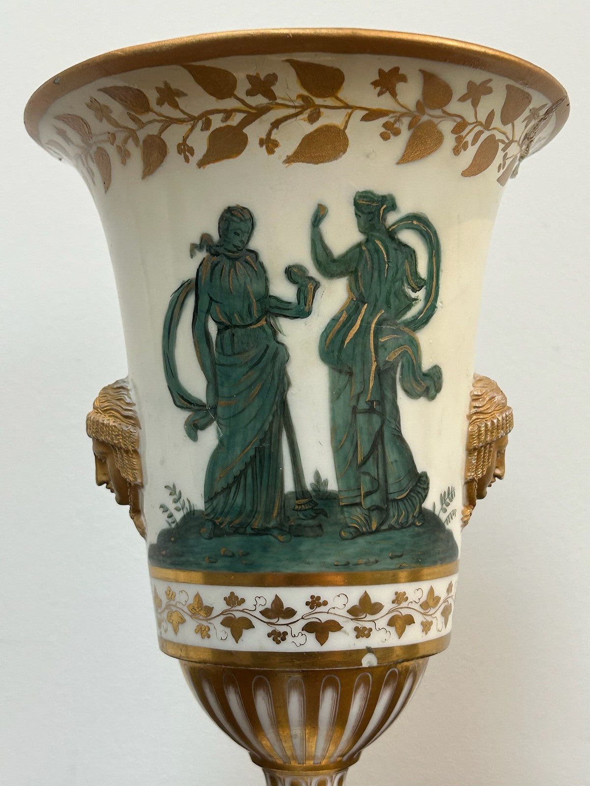 Dihl et Guerhard Paris Empire Porcelain Vase Camaieu Vert Classical Figures7