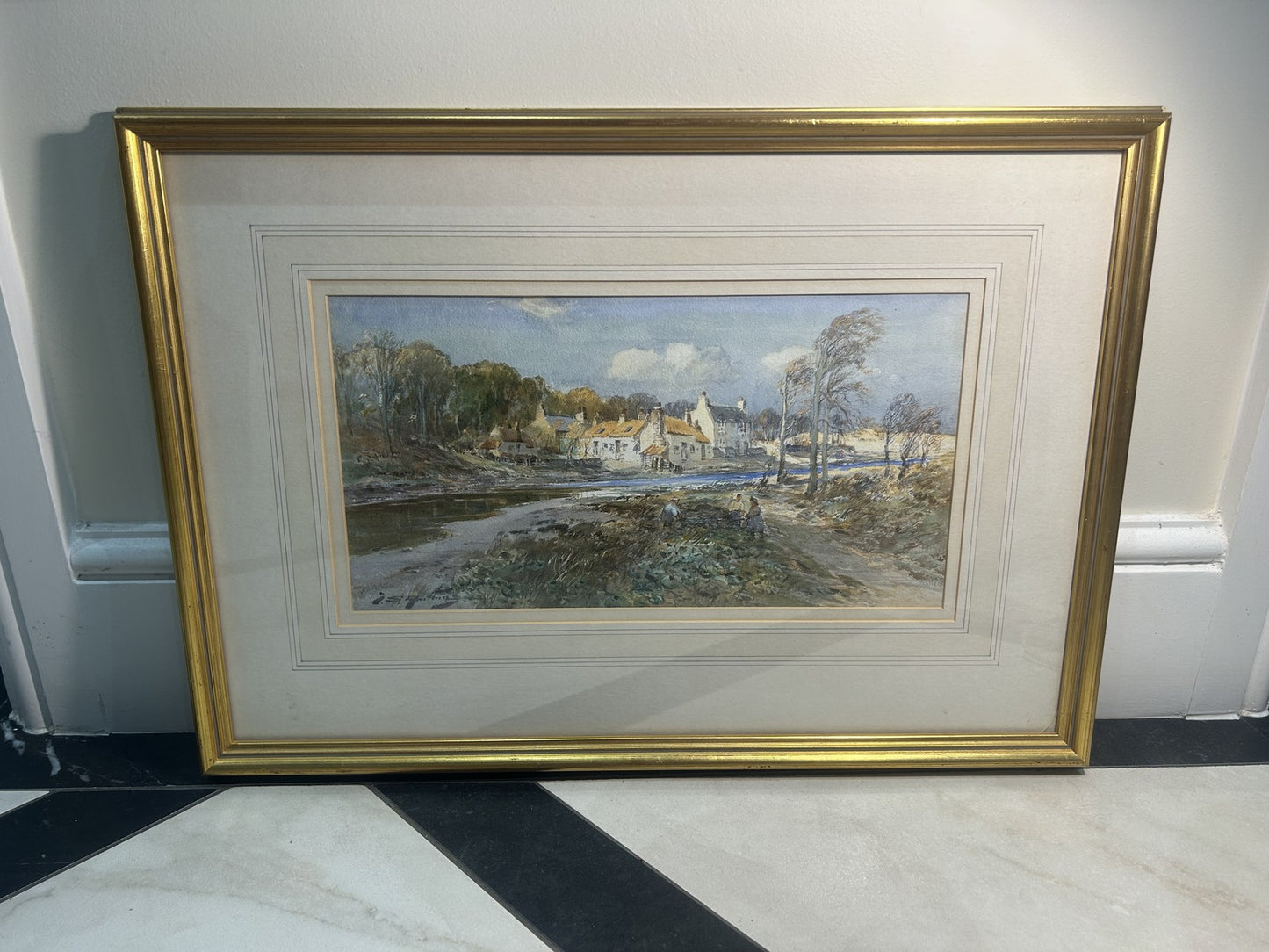 Antique Watercolour "A Tidal River" Holywell Dene Seaton Sluice2