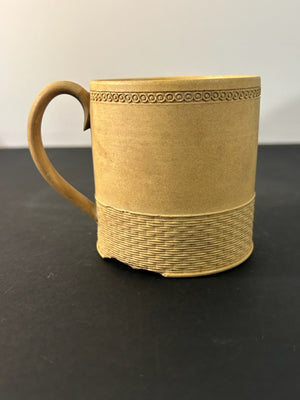 Antique English Caneware Cup c1800 1820 Engine Turned Basketweave 8cm A/F