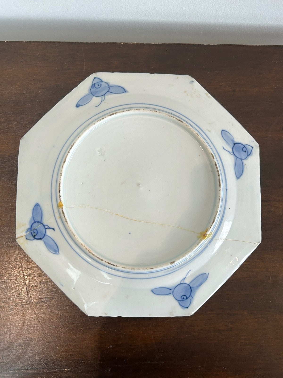 Japanese Hand Painted 8 Sided Plate c.1900 Asian Decorative Art 6.75" Repaired5