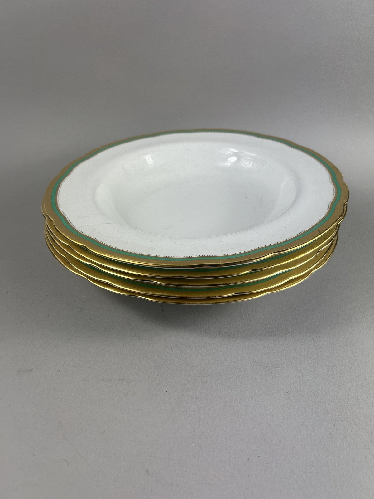 Vintage Spode Embassy Green Rimmed Soup Plates 27cm – Set of Four
