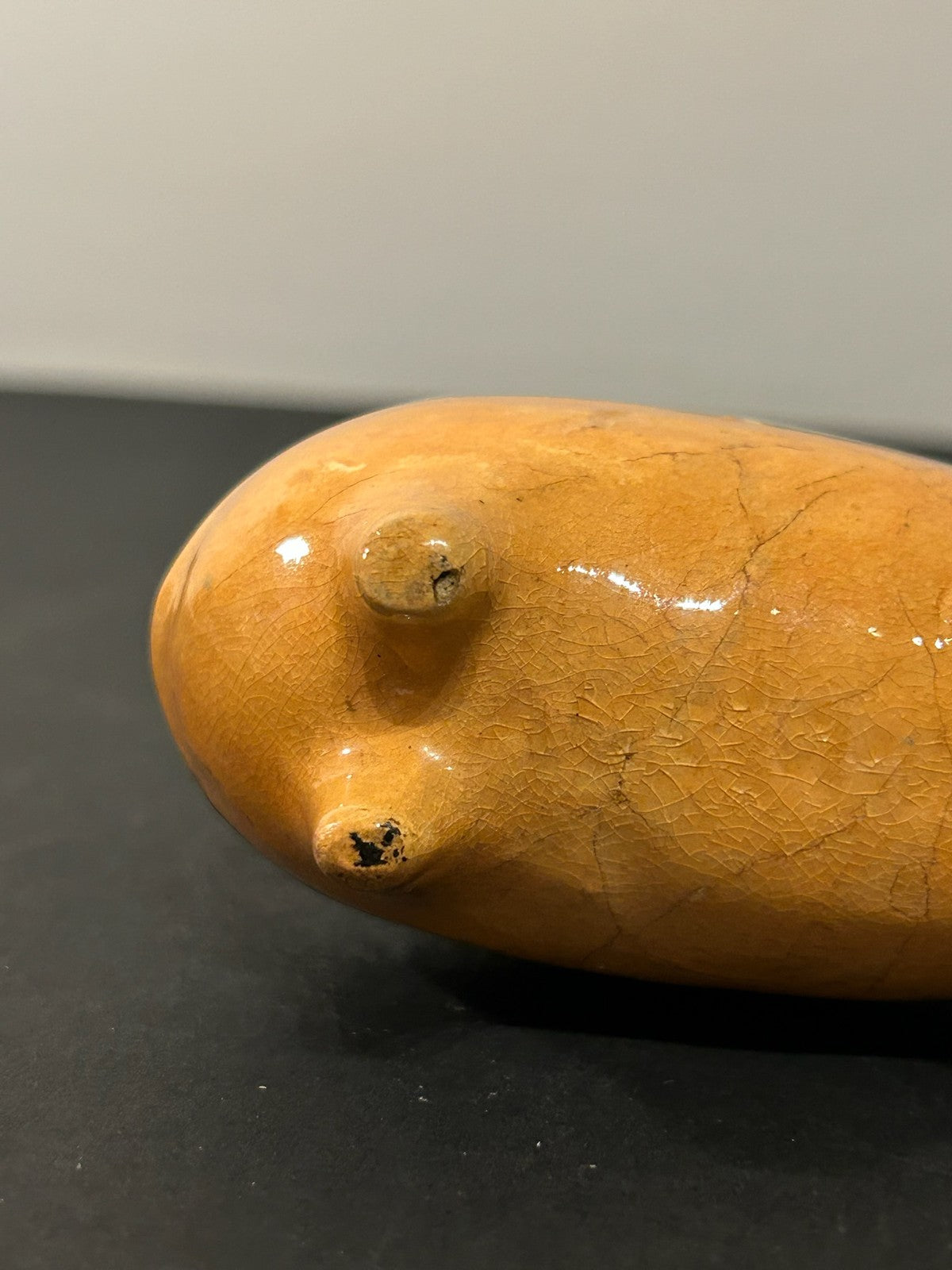 Antique 19th Century Slipware Pig Money Box Trailed Slip Earthenware Folk 11cm10