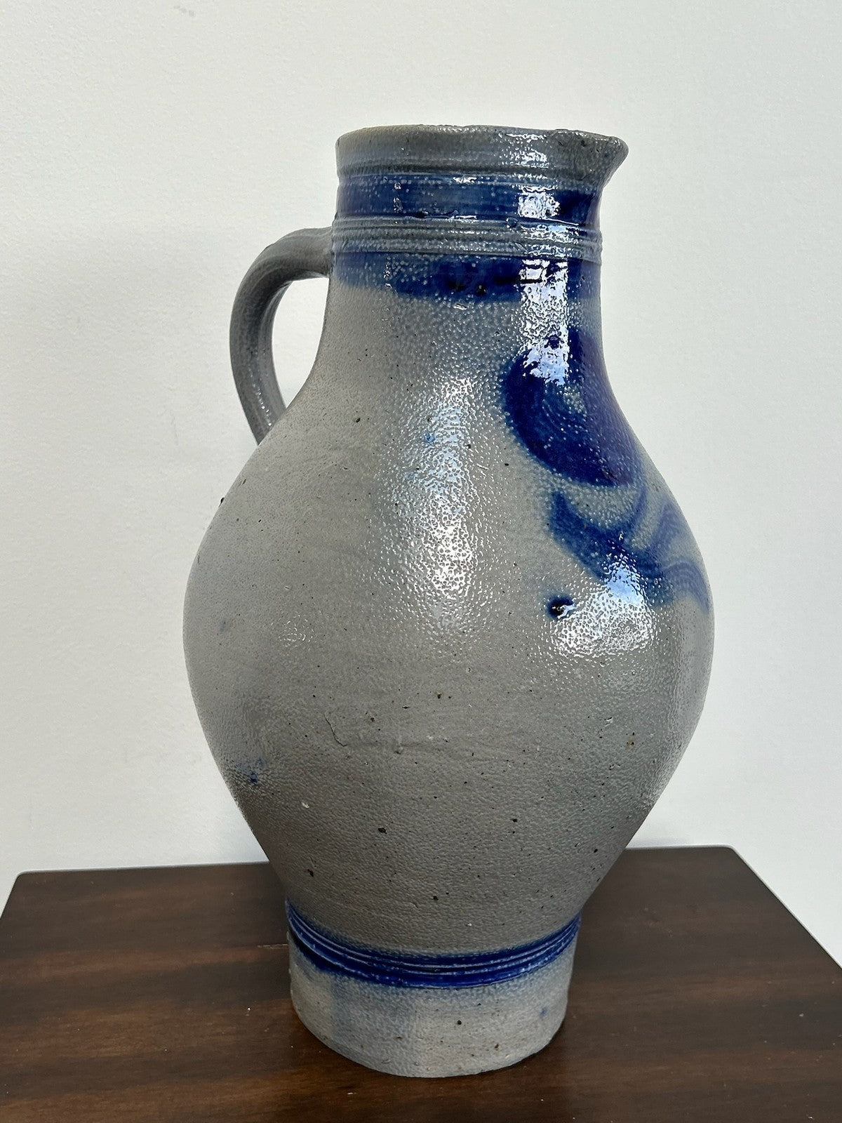 Large German Salt Glaze Stoneware Cobalt Jugs Westerwald Bartmann0
