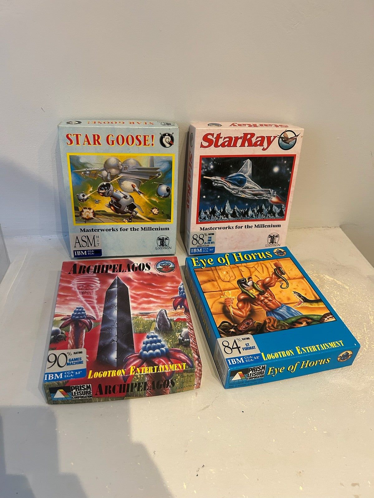 Logotron Big Box PC Games x4 StarRay Star Goose Archipelagos Eye of Horus IBM2