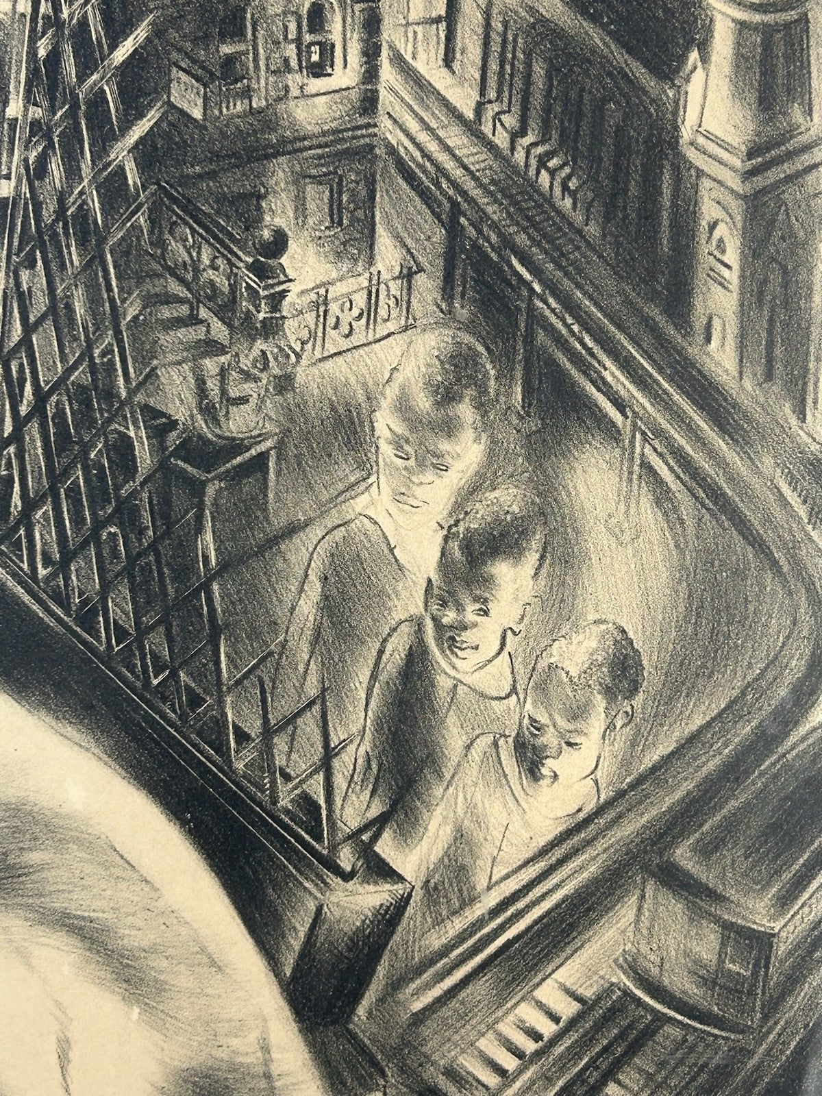 Nan Lurie Pencil Signed Lithograph City Window Figures 1930s WPA Federal Art5