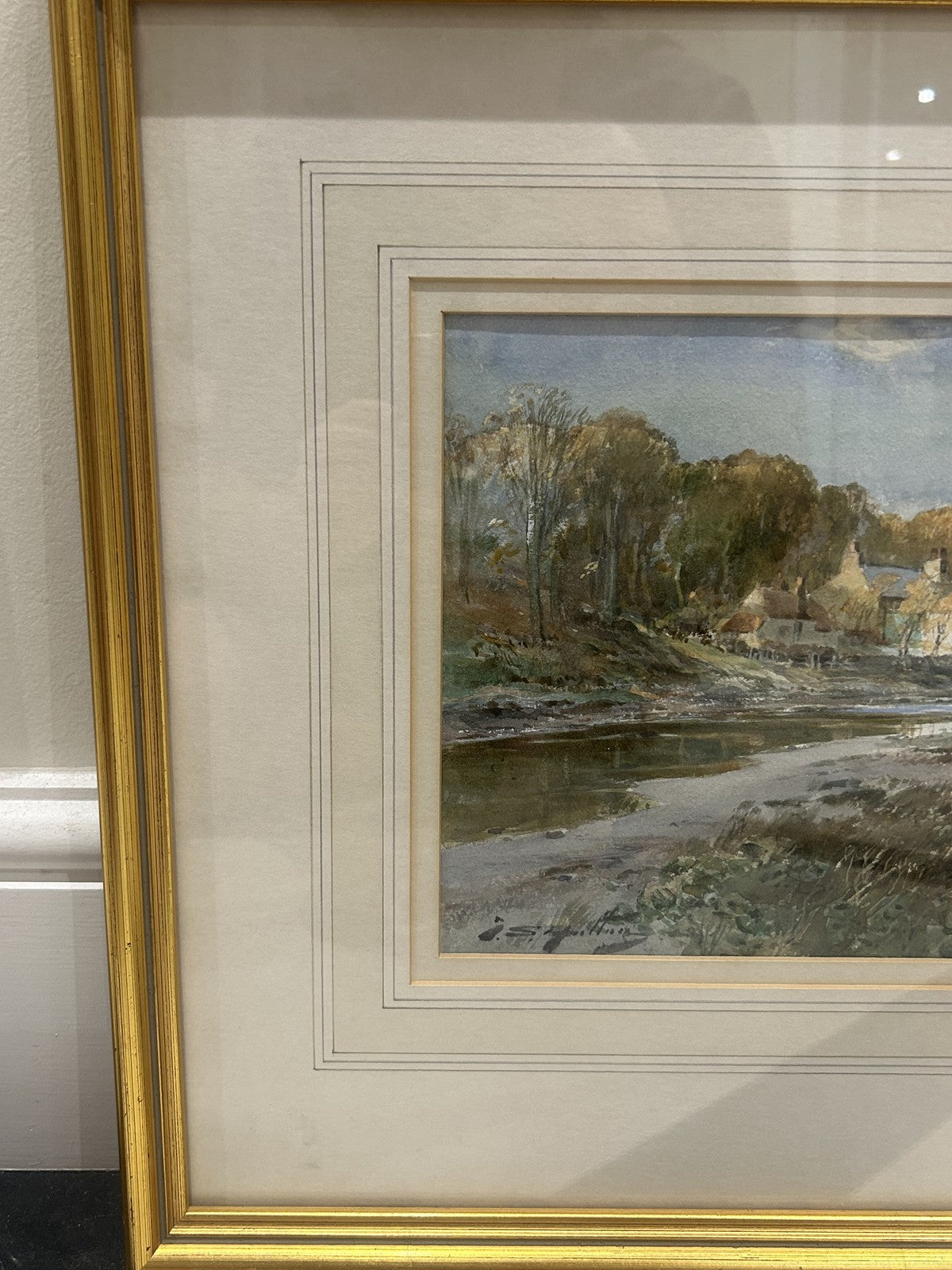 Antique Watercolour "A Tidal River" Holywell Dene Seaton Sluice1
