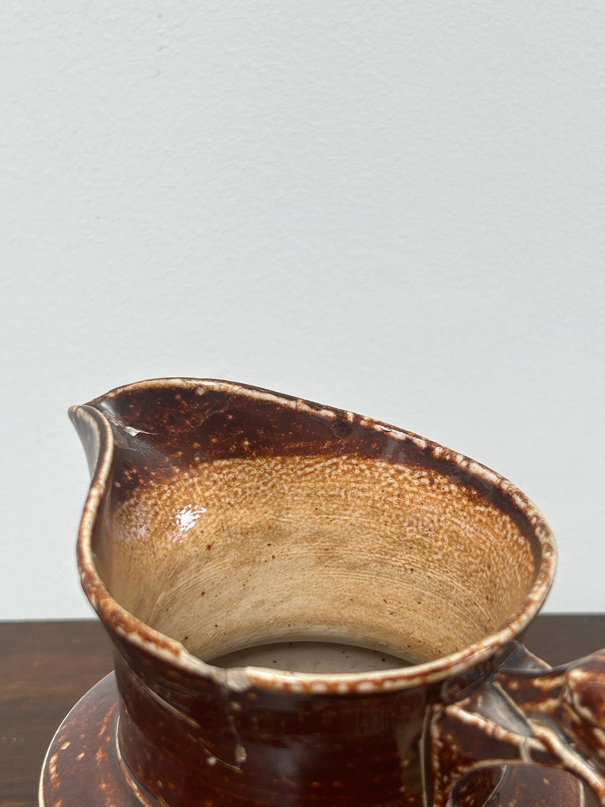 Antique Salt Glaze Stoneware Basket Bowl Two Tone 19thC Brown4